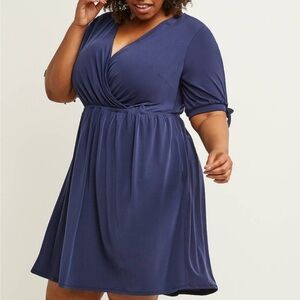 Lane Bryant NEW Navy Blue Stretchy Elastic Waist Arm Cut Out Dress Size 14/16